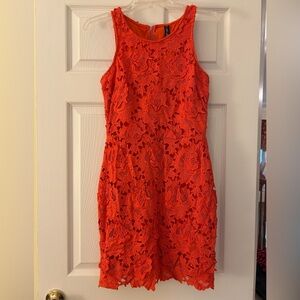 Elegant Tangerine Lace Mini Dress